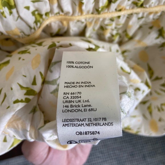 Maeve Anthropologie Leandra Top Yellow Green Floral Blouse Smocked Button Size S - Picture 7 of 8